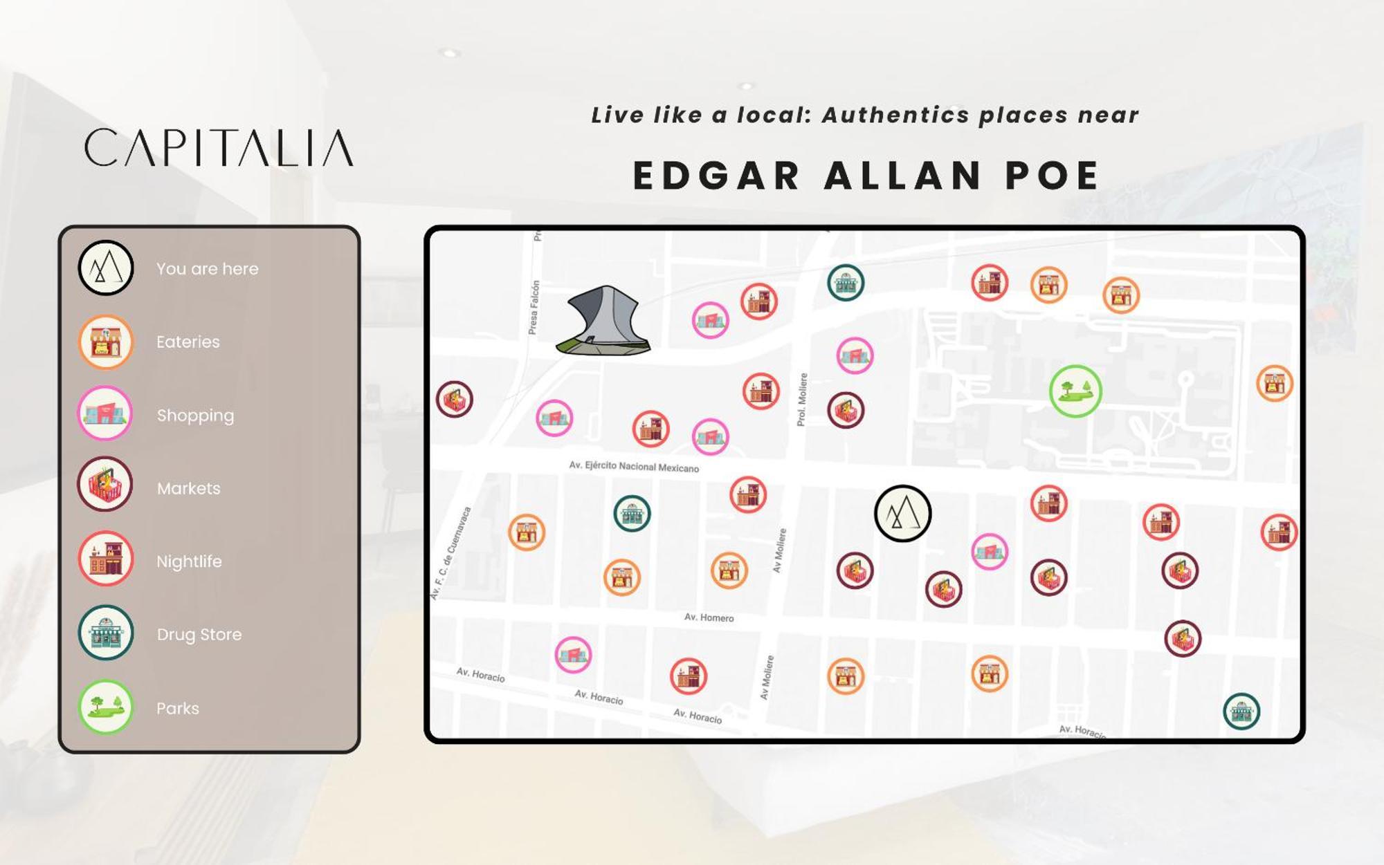 Capitalia - Luxury Apartments - Edgar Allan Poe 멕시코 시 외부 사진